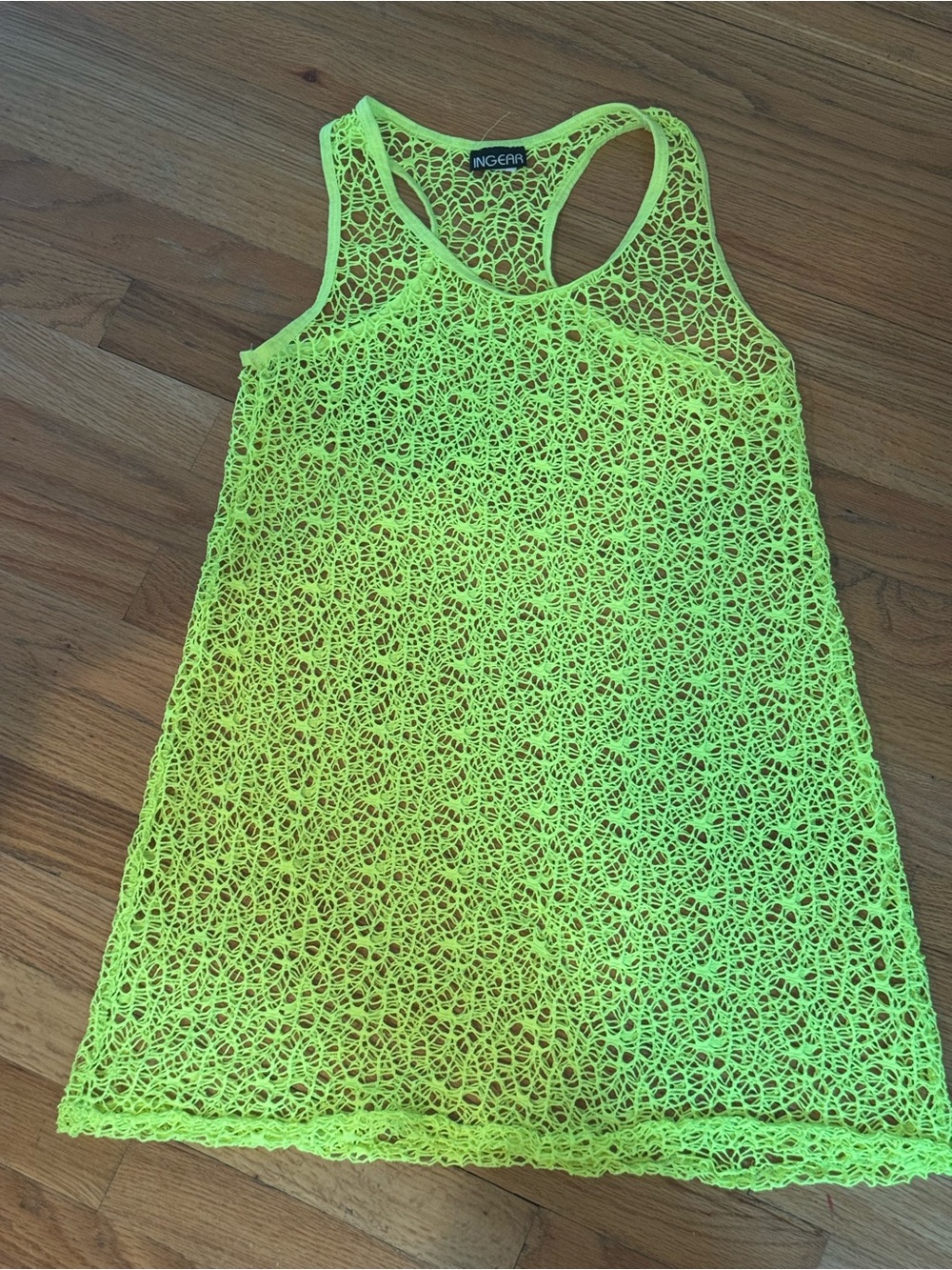 Ingear Neon Lime Crochet Racerback Tank Top Dress/Swim Coverup
